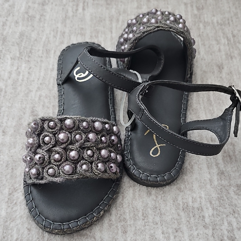 Sam Edelman Black Sandals with Purple Beads